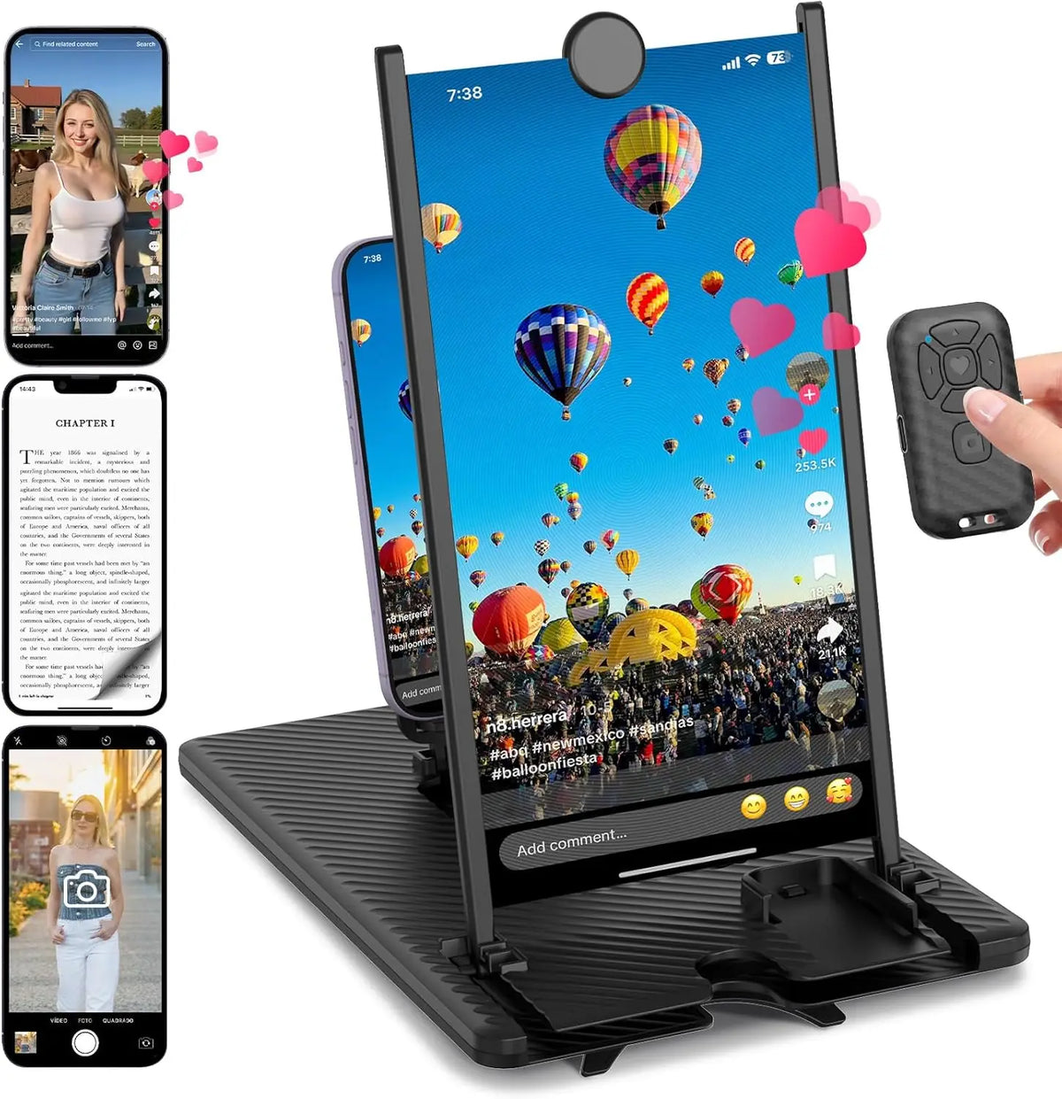 SmartView 3D Mobile Screen Amplifier – 12"/14" Foldable Stand with Bluetooth Control