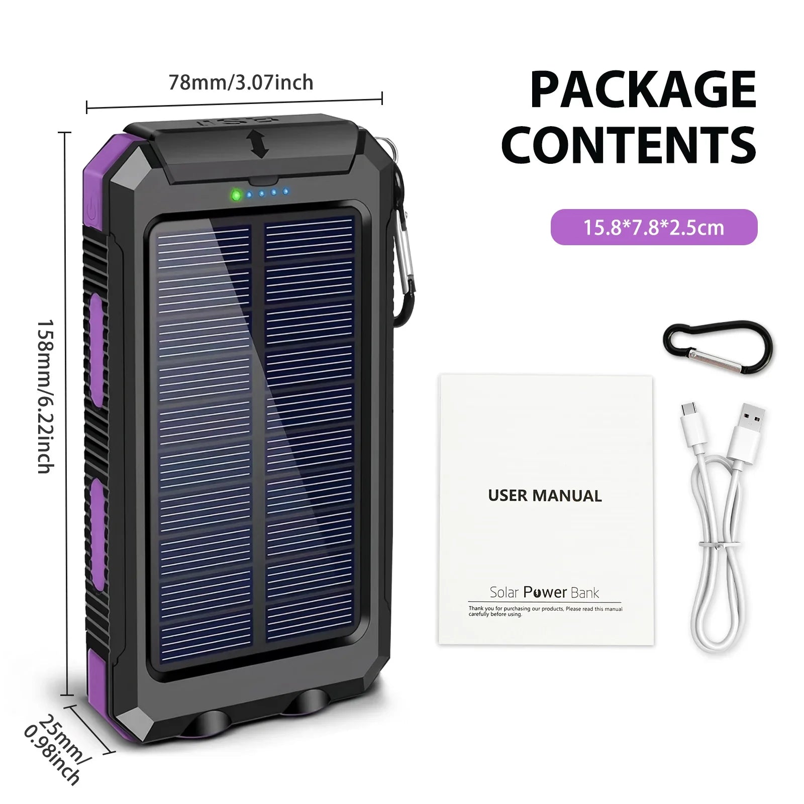 SolarMax 30000mAh Power Bank – Rapid Charging Portable Charger with Dual USB Ports, LED Display & Torchlight for Devices