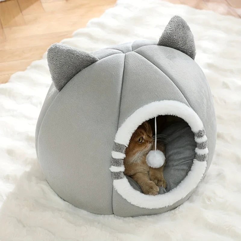 PurrNest Cozy Cat Hideaway – Soft Plush Bed with Washable Cover