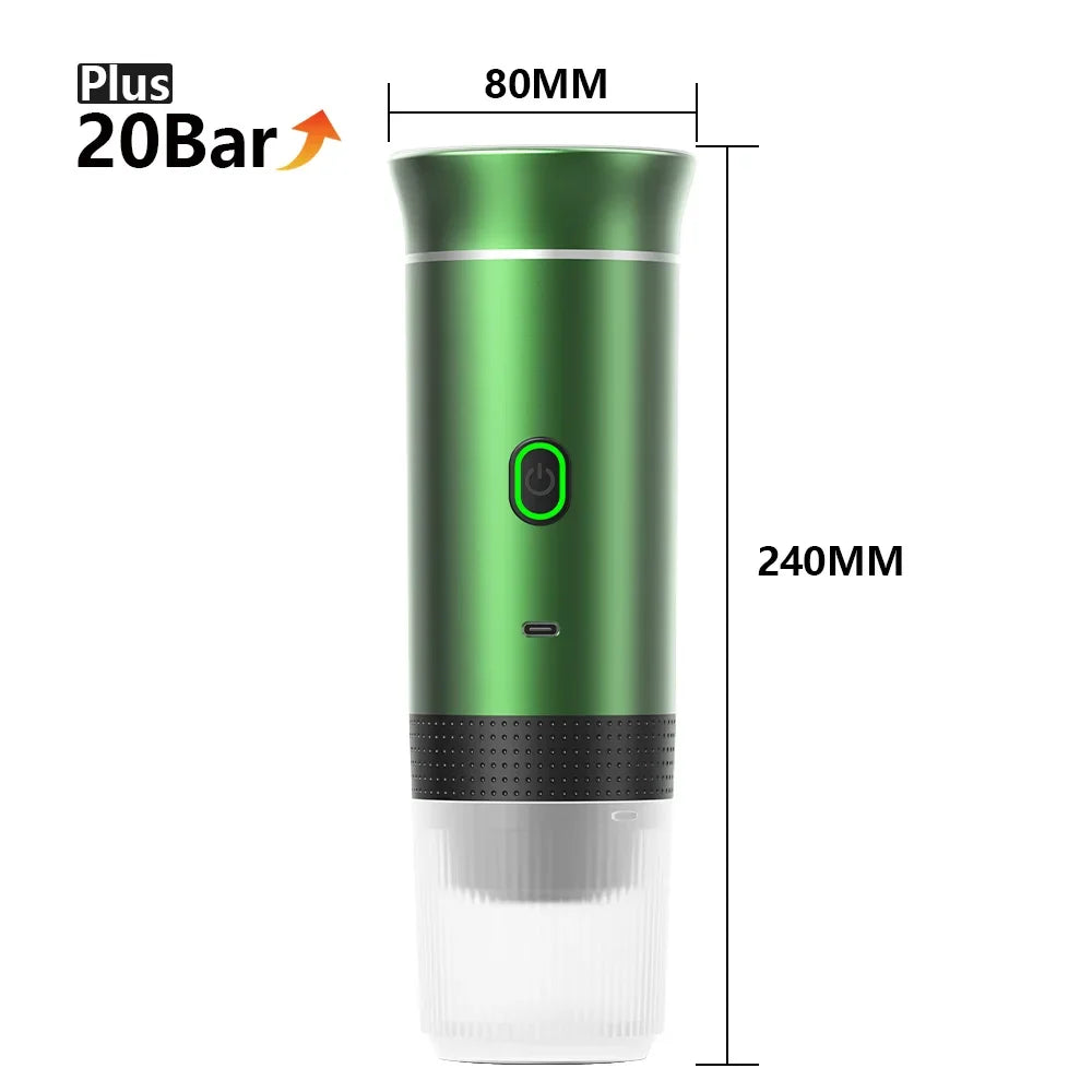 Compact Wireless Espresso Brewer | 20-Bar Pressure & USB Rechargeable