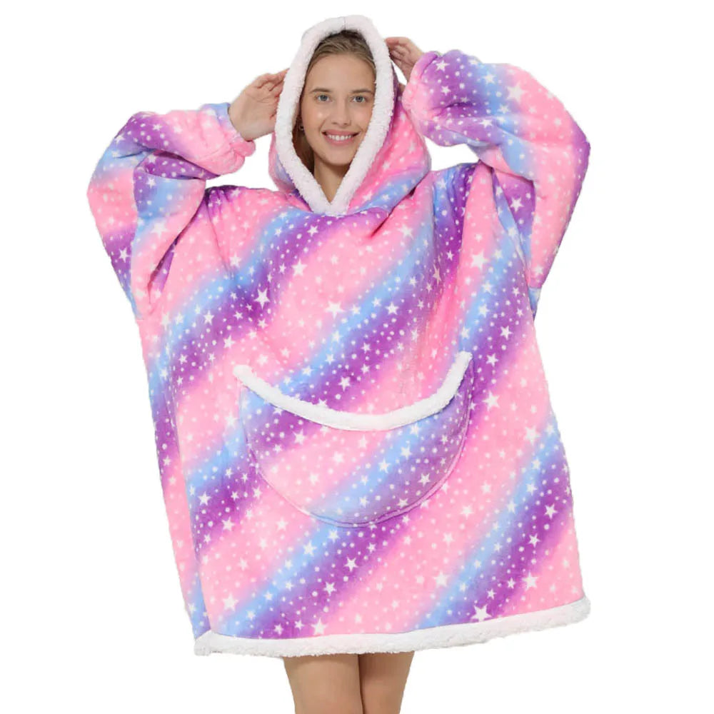 Hooded Fleece Blanket with Pockets – Extra Large Cozy Throw