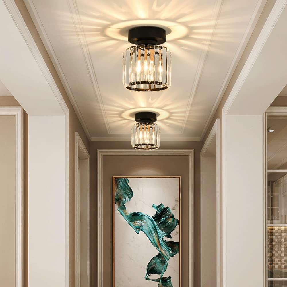 Crystal Semi-Flush Mount Ceiling Light Fixture
