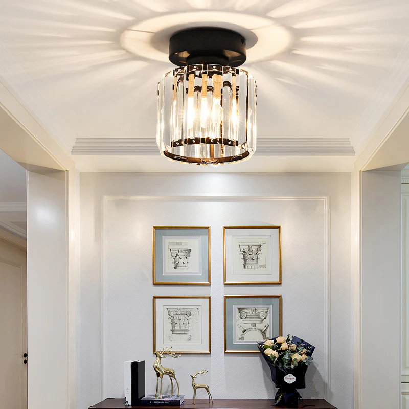 Crystal Semi-Flush Mount Ceiling Light Fixture
