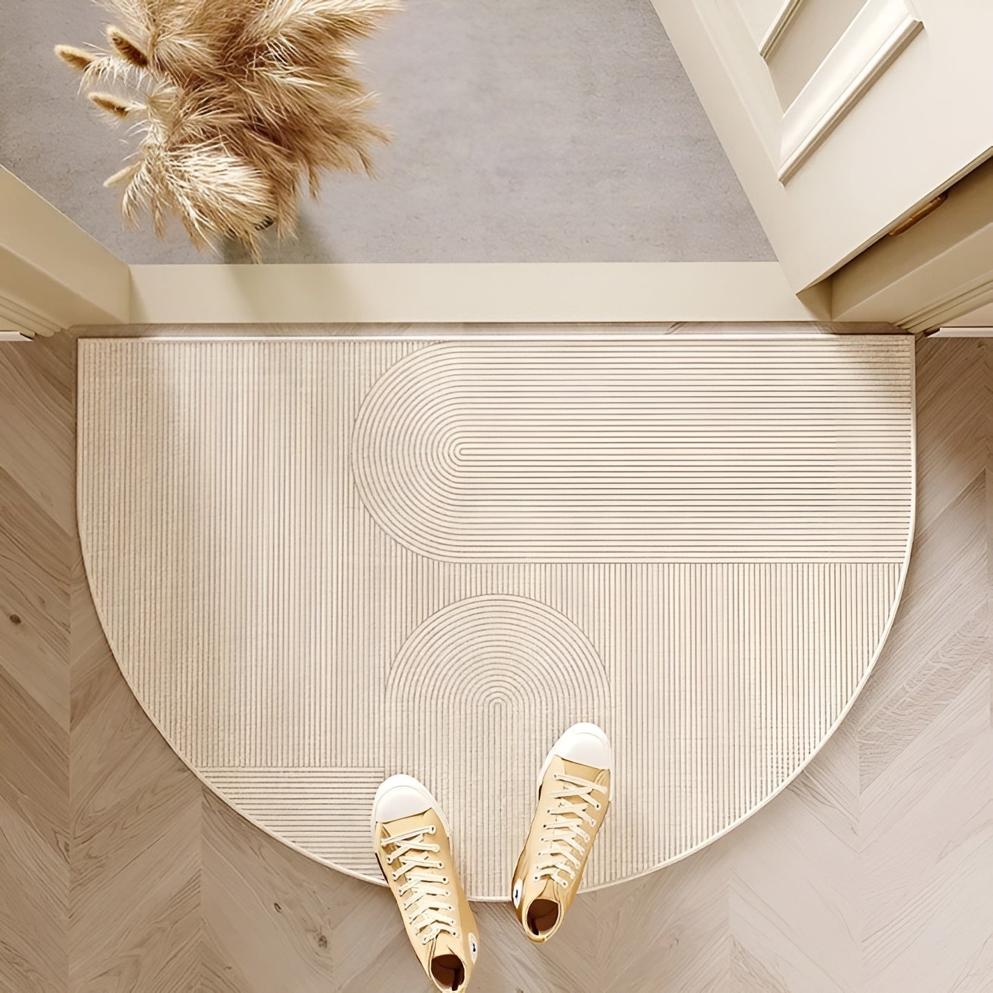 Elegant Half-Moon Entry Mat – Slip-Resistant and Dirt-Guarding