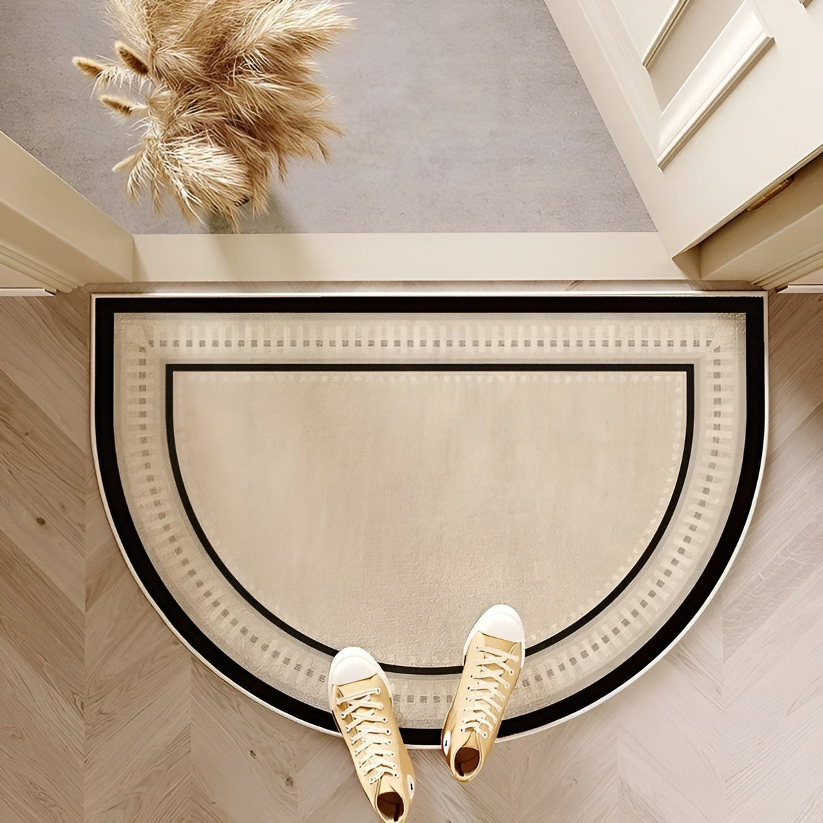 Elegant Half-Moon Entry Mat – Slip-Resistant and Dirt-Guarding