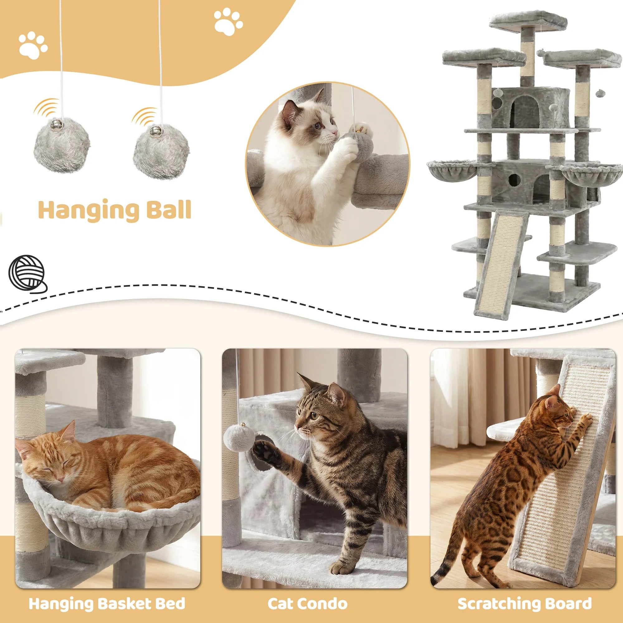 Feline Haven 4-Level Cat Tower | Spacious Indoor Climbing Structure