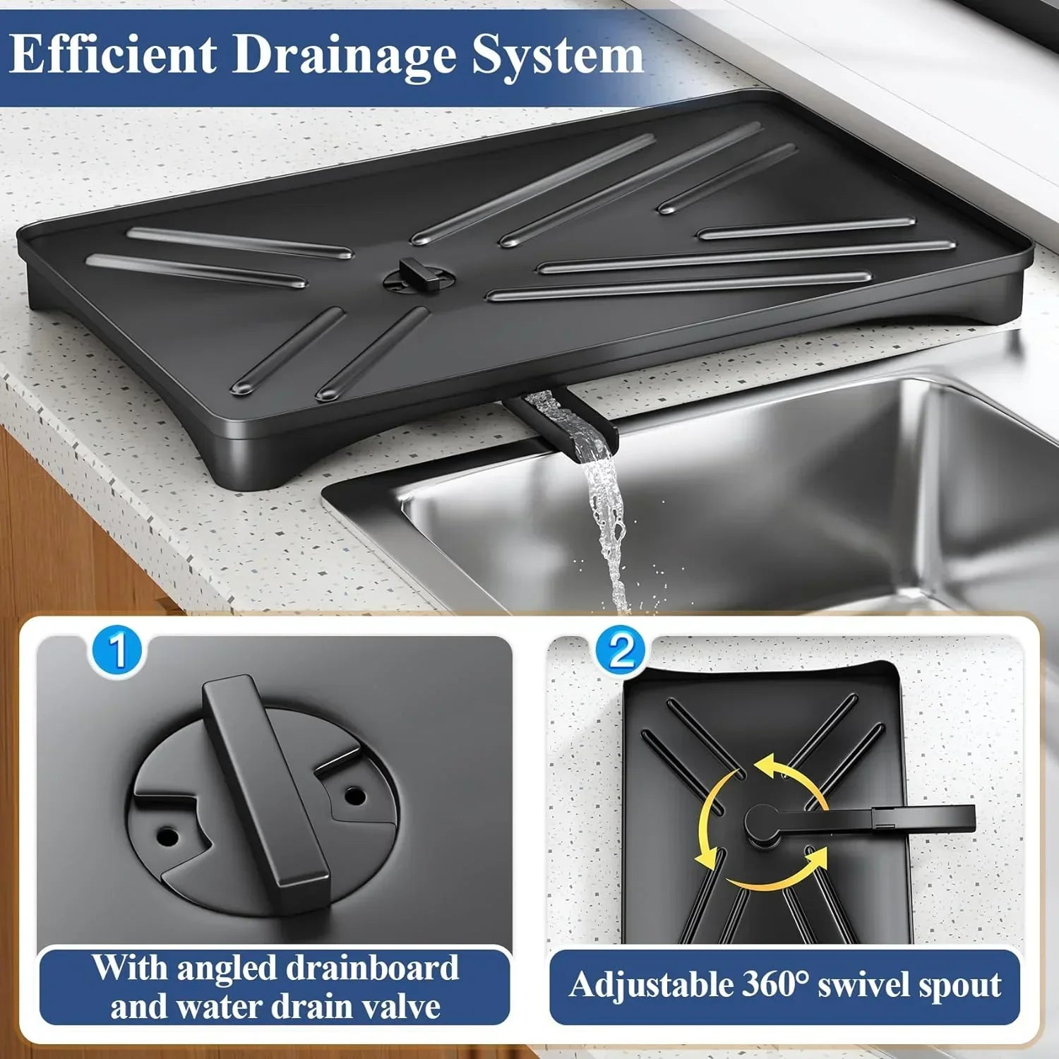Kitchen Dish Rack with Drain Tray and Spacious Utensil Holder