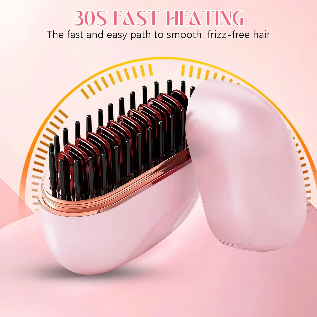 TravelSmart Mini Heated Brush – Rechargeable Hair Straightener