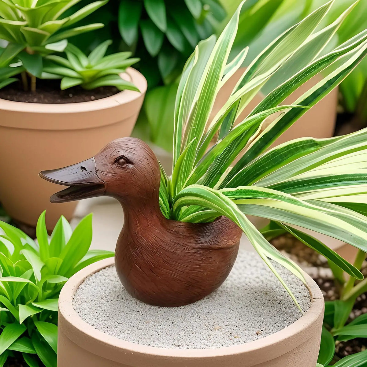 Flowerpot Duck Sculpture – Quirky Planter Design