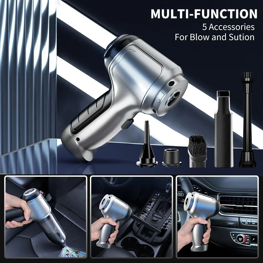 SwiftClean 95000Pa Portable Cordless Car Vacuum – Lightweight Handheld Cleaner for Home and Vehicle
