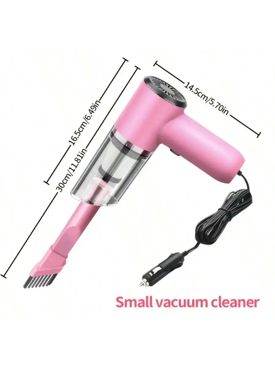 Compact 12V Portable Car Vacuum with LED Light & Washable Filter