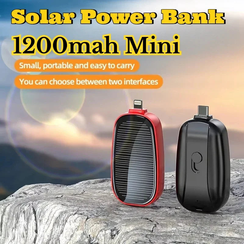 EcoCharge Solar Mini Keychain Power Bank – 1200mAh Portable Charger