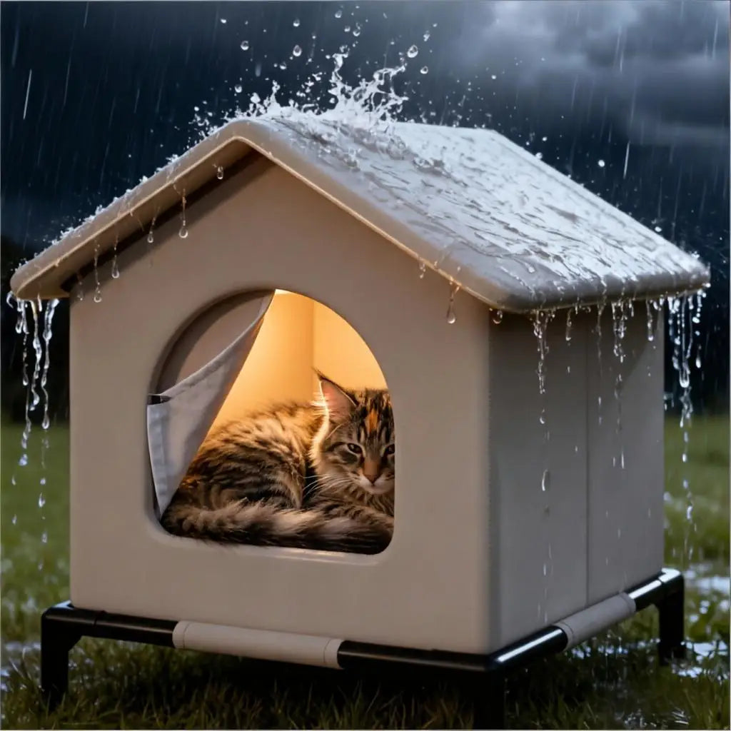 PawHaven Portable Cat Retreat – Weatherproof Foldable Shelter with Cooling Mat