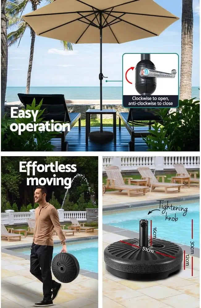 2.7m Patio Umbrella with Stand – UV and Water Resistant