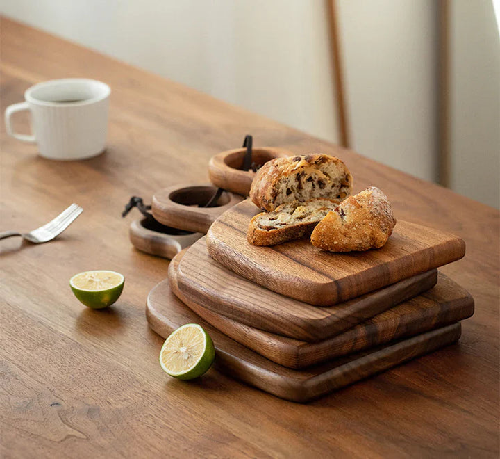 Set of 2 Wooden Cutting Boards in Walnut Finish