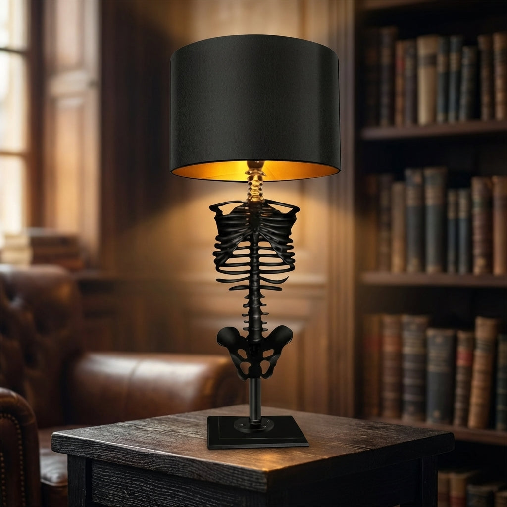 Macabre Glow | Artisan Skeleton Lamp with Warm Lighting