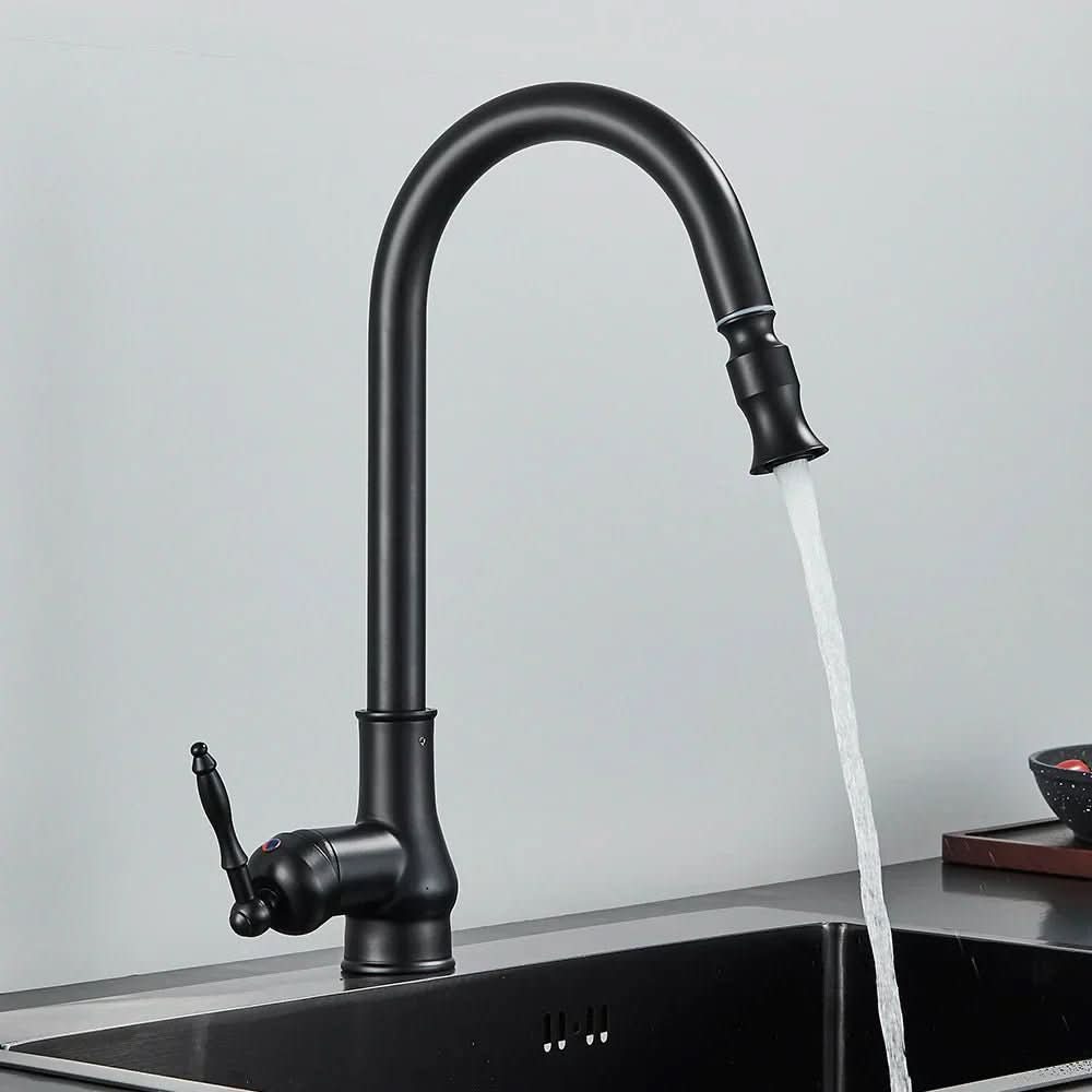 HeritageFlow – Elegant Pull-Out Kitchen Faucet with High Arc Design