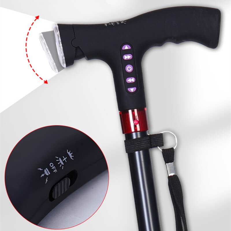 Safety-First Walking Stick | Adjustable Height with Fall Alert & LED Light
