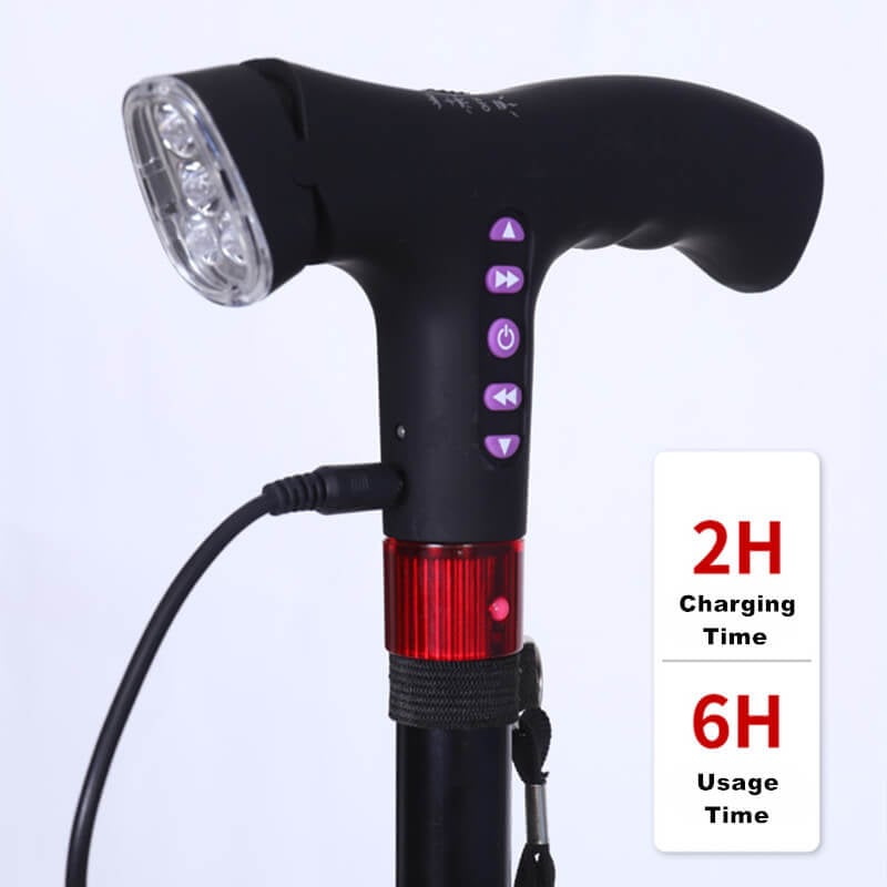 Safety-First Walking Stick | Adjustable Height with Fall Alert & LED Light