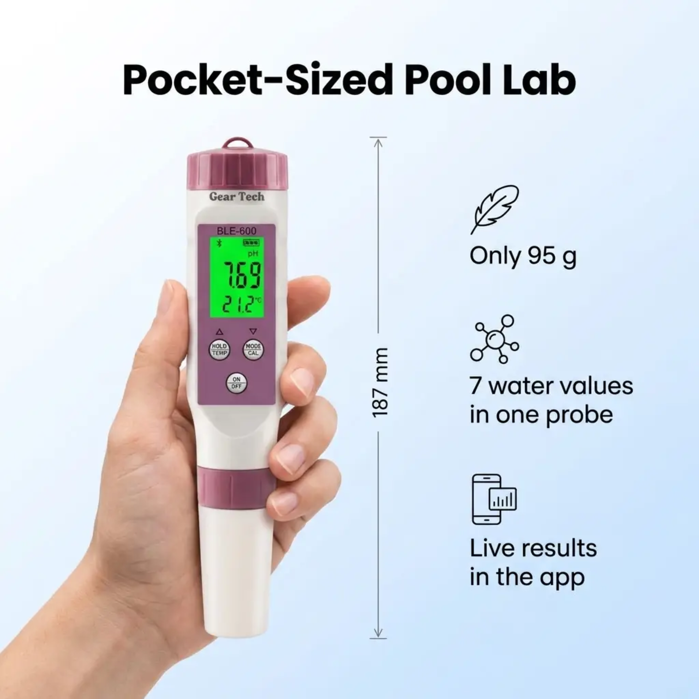 Advanced Pool Water Analyzer | 7-in-1 Smart Tester with App Integration