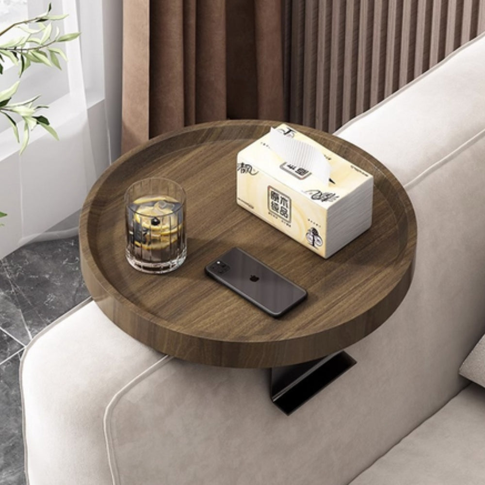 Clip-On Armrest Tray Table in Stylish Walnut Finish