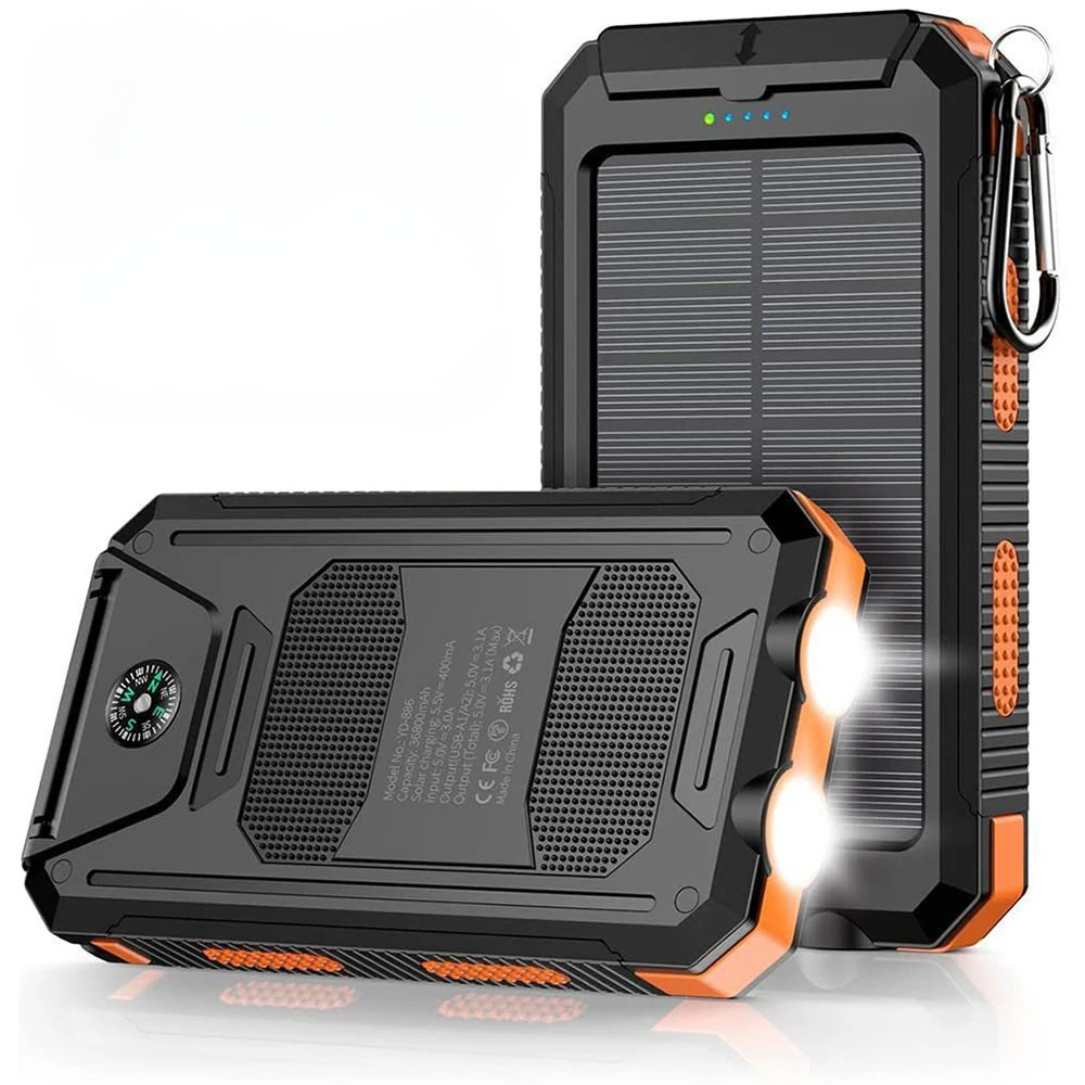 EcoSmart Solar Battery Charger with 20000mAh Power & LED Light