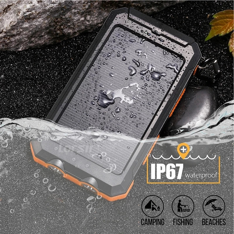EcoSmart Solar Battery Charger with 20000mAh Power & LED Light
