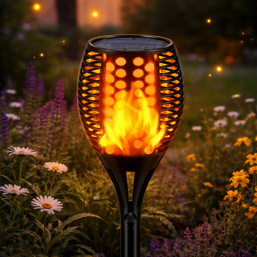 Outdoor Solar Torch Light with Flickering Flame Effect