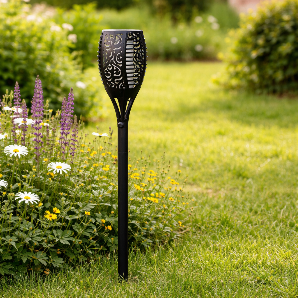 Outdoor Solar Torch Light with Flickering Flame Effect