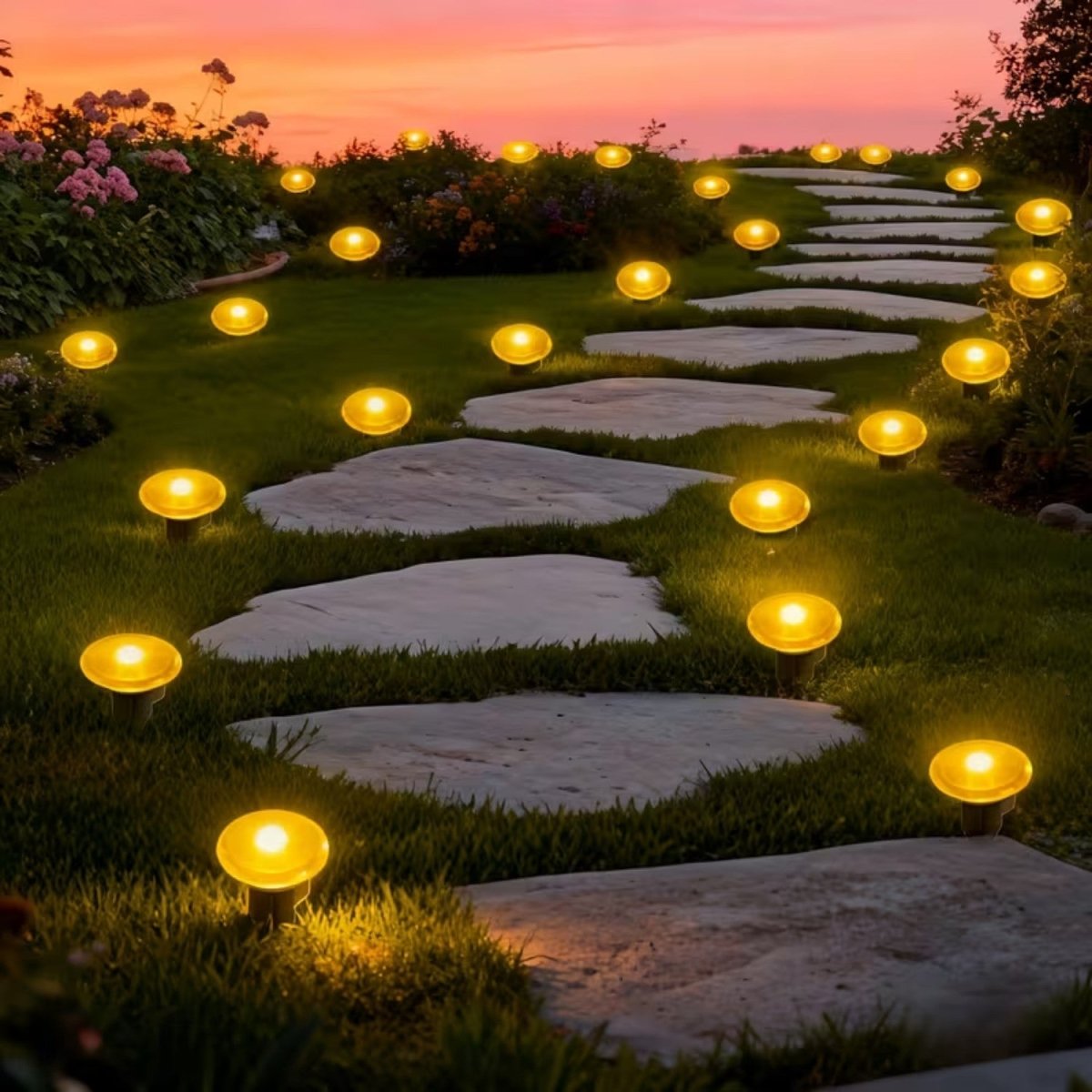 Solar Garden Path Light with 8 Brightness Settings and Auto Sensor