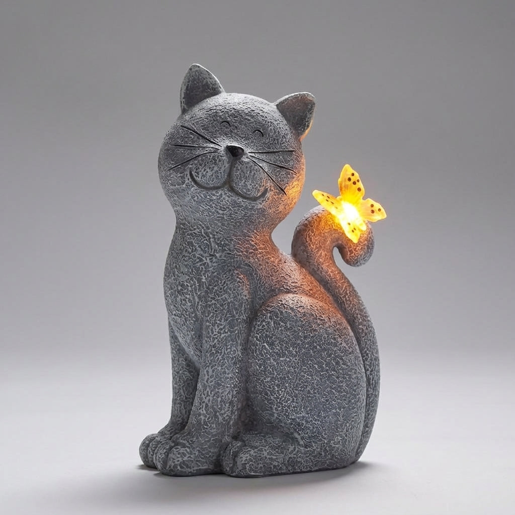 Solar Garden Sculpture - Glimmering Paws Design