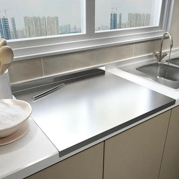 Non-Slip Stainless Steel Cutting Board with Elevated Edge