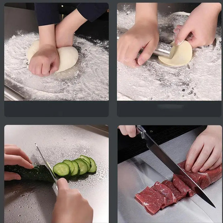 Non-Slip Stainless Steel Cutting Board with Elevated Edge