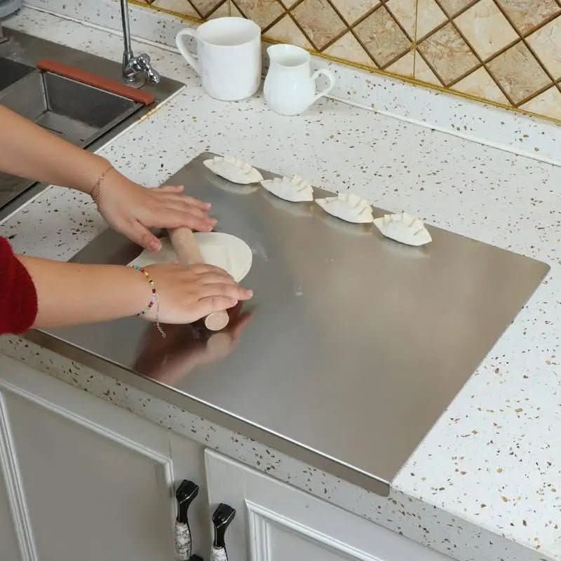 Durable Stainless Steel Food Prep Board with Anti-Skid Base