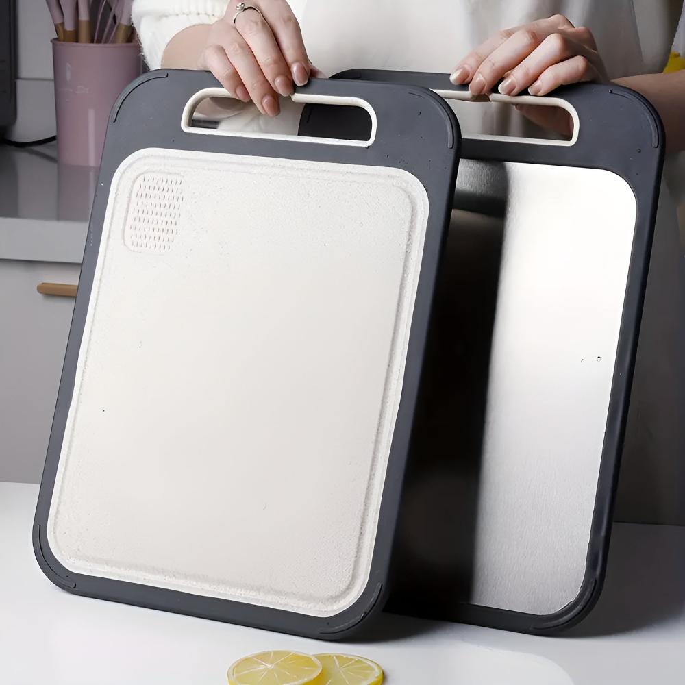 Premium Stainless Steel Cutting Board with Garlic Grinder
