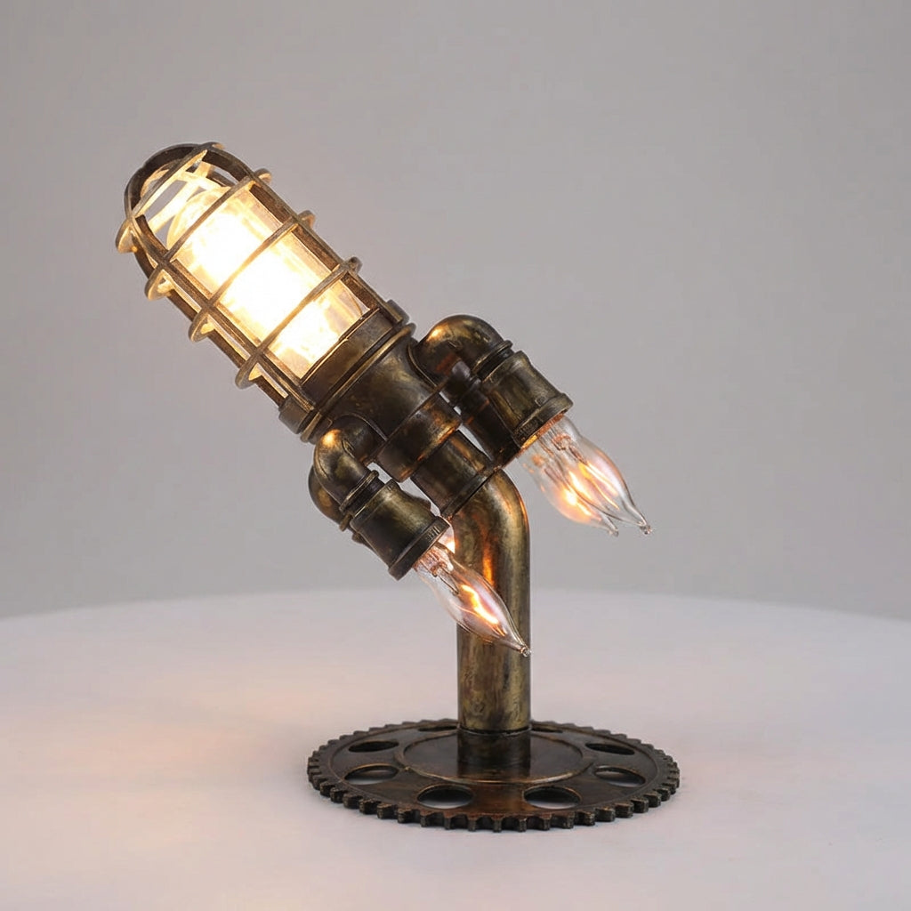 Rocket Table Lamp in Steampunk Design