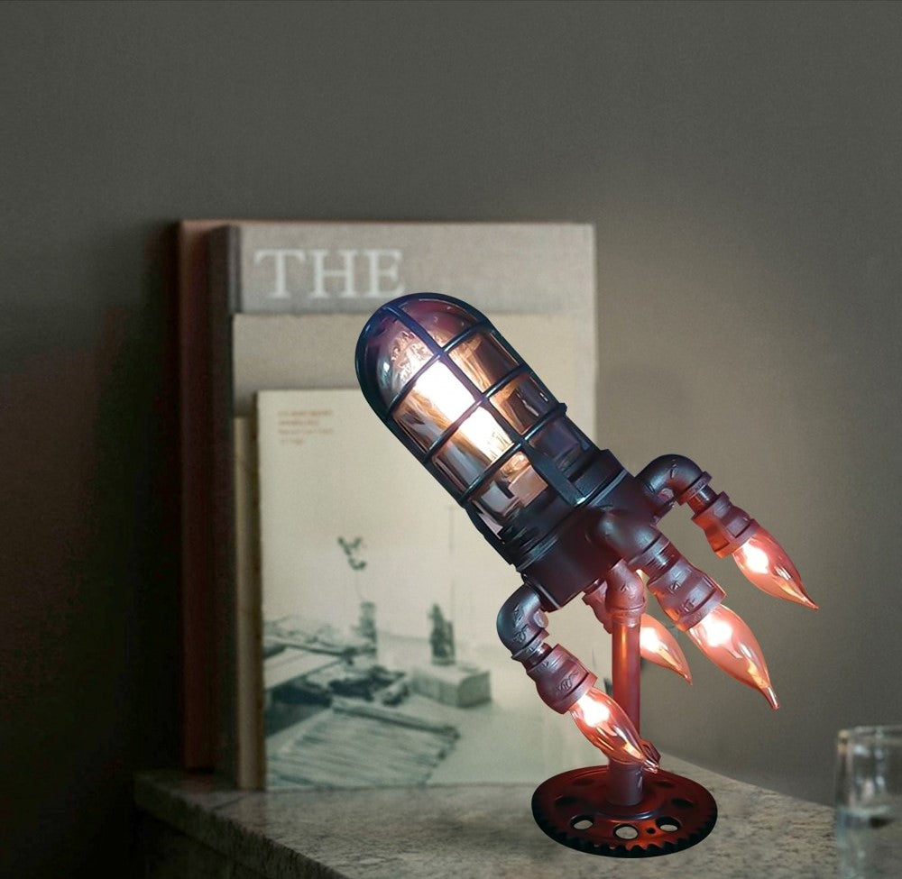 Rocket Table Lamp in Steampunk Design