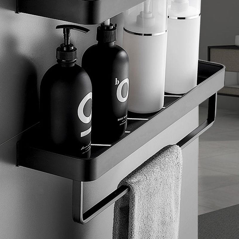 Sleek Black Steel Bathroom Organizer with Adjustable Shelves