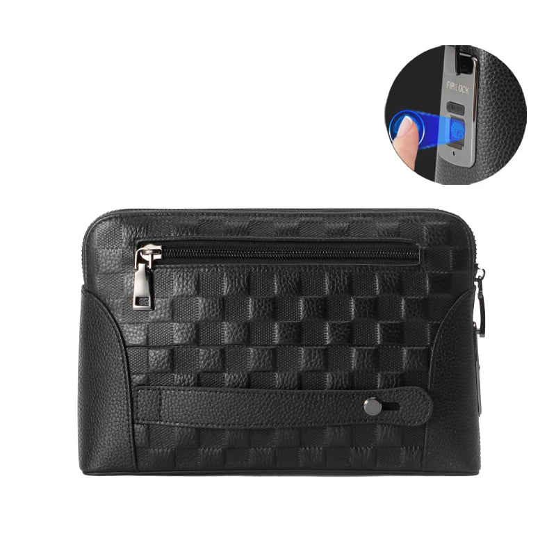 Elegant Leather Purse with Biometric Security Lock