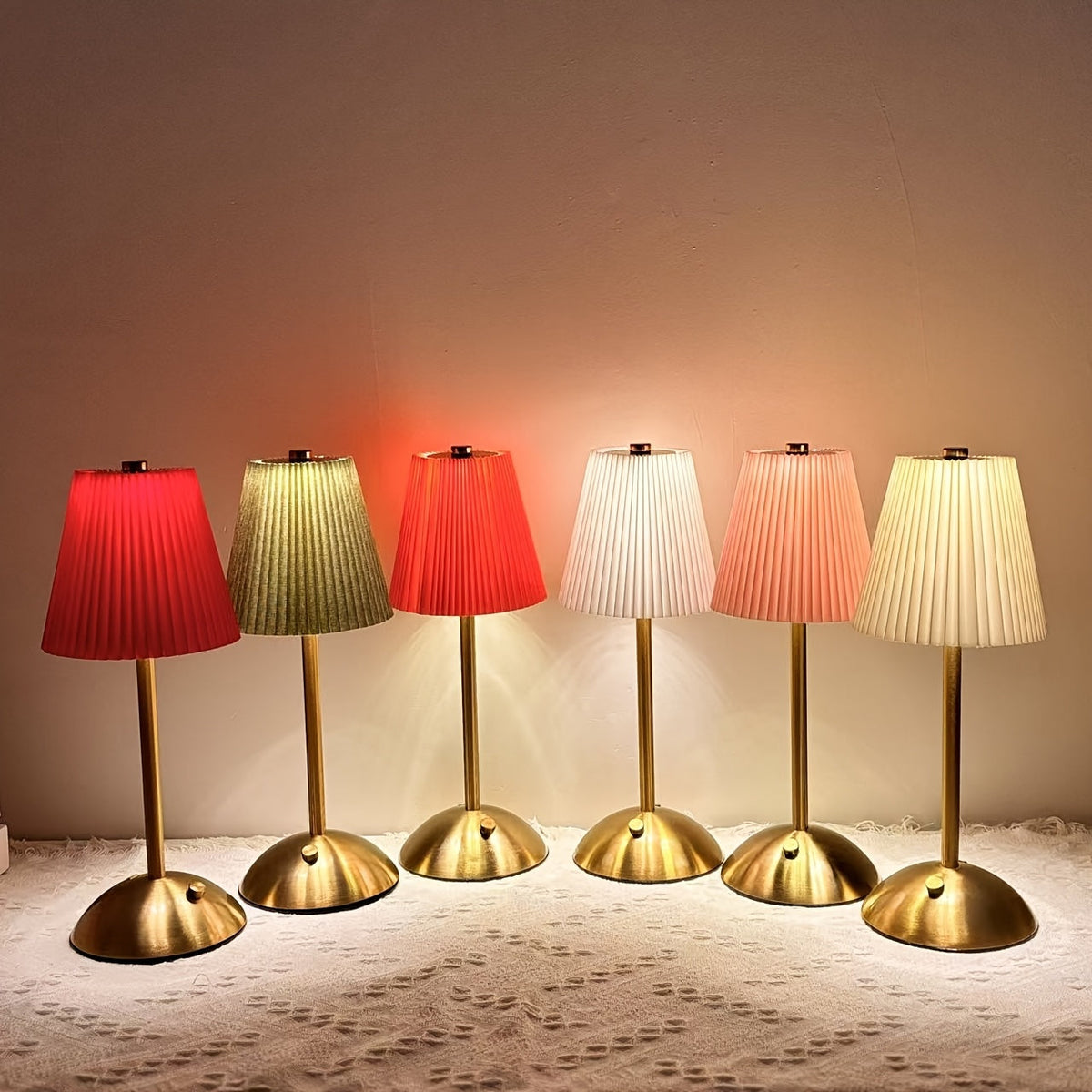 Cordless Touch-Control LED Table Lamp with Fabric Shade