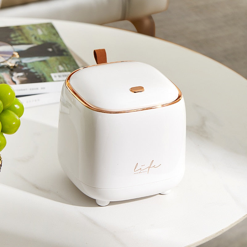 Compact Desktop Trash Can with Lid for Easy Waste Disposal