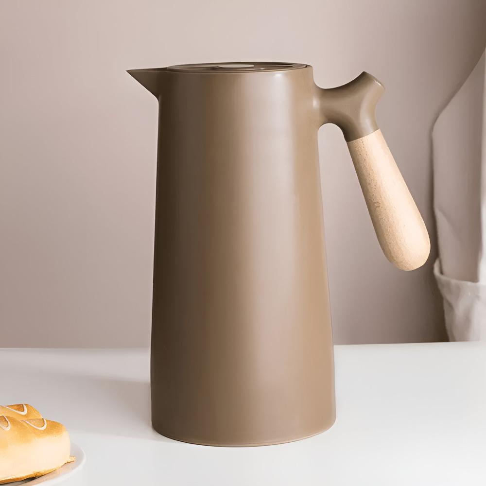 Chic Insulated Carafe with Stylish Wooden Grip for All Beverages