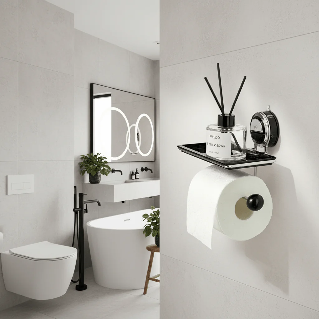 Elegant Stainless Steel Toilet Paper Holder with Suction Mount
