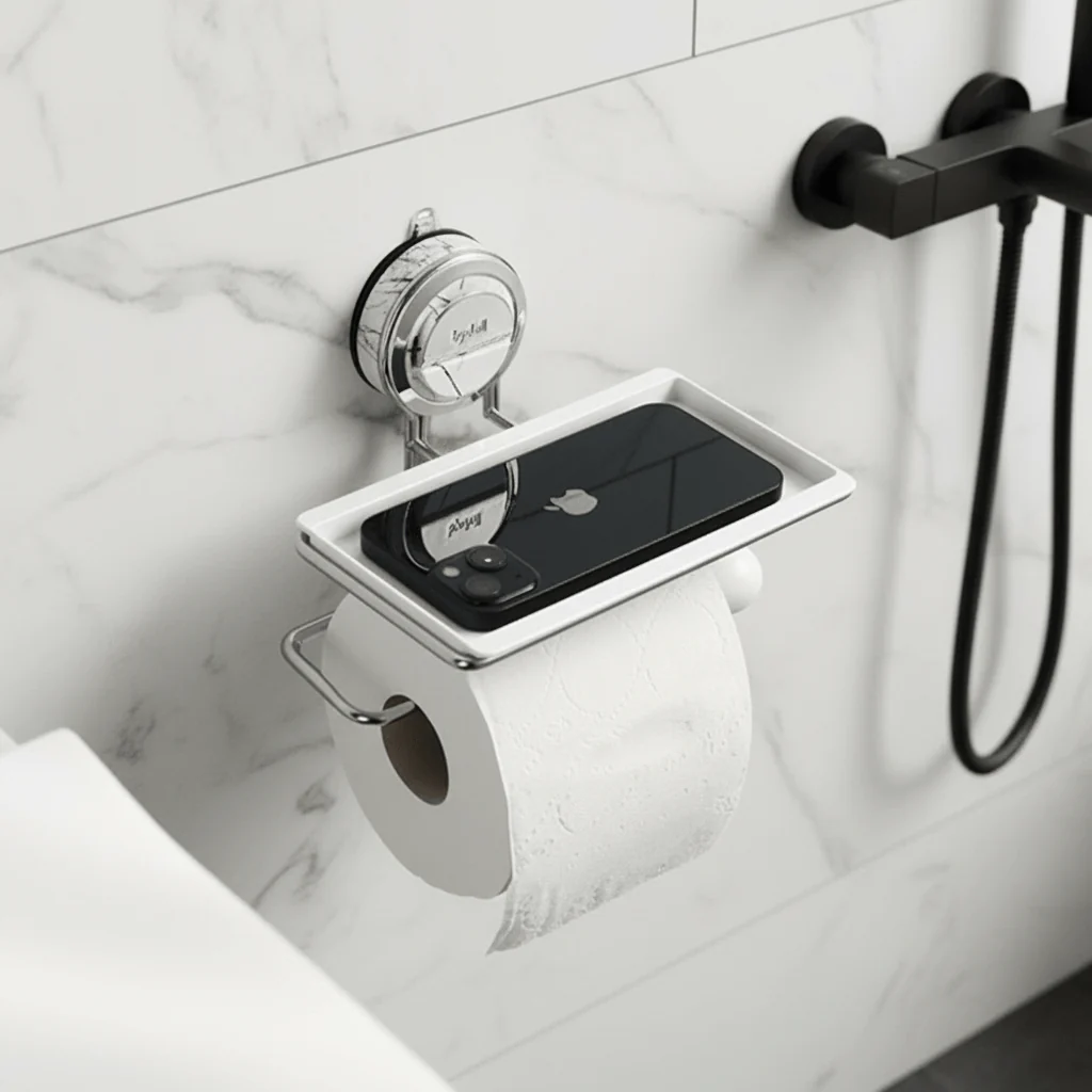 Elegant Stainless Steel Toilet Paper Holder with Suction Mount
