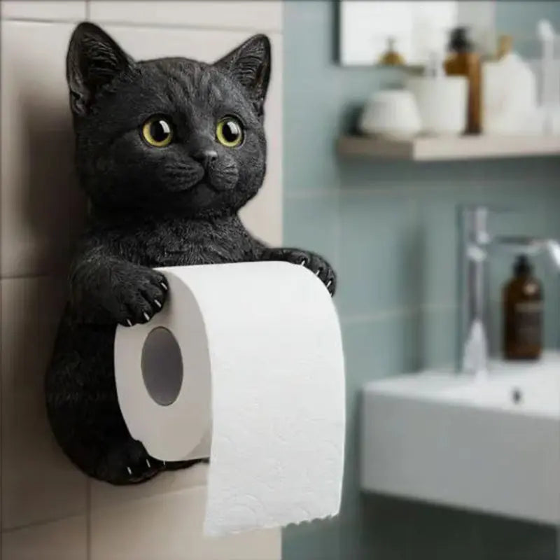 Whimsical Cat-Themed Toilet Paper Holder – Fun and Functional Bathroom Decor