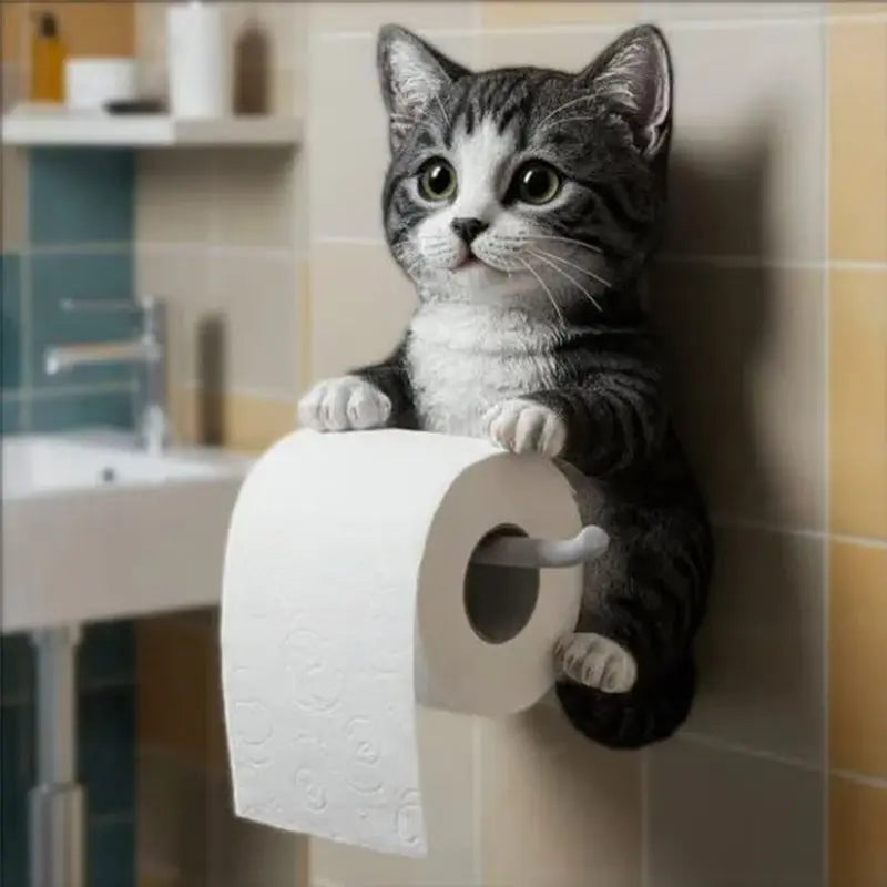 Whimsical Cat-Themed Toilet Paper Holder – Fun and Functional Bathroom Decor