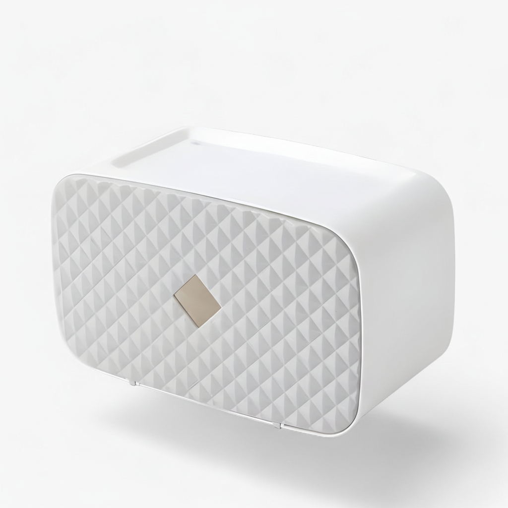 Toilet Paper Holder with Shelf - Safe Roll Dispenser
