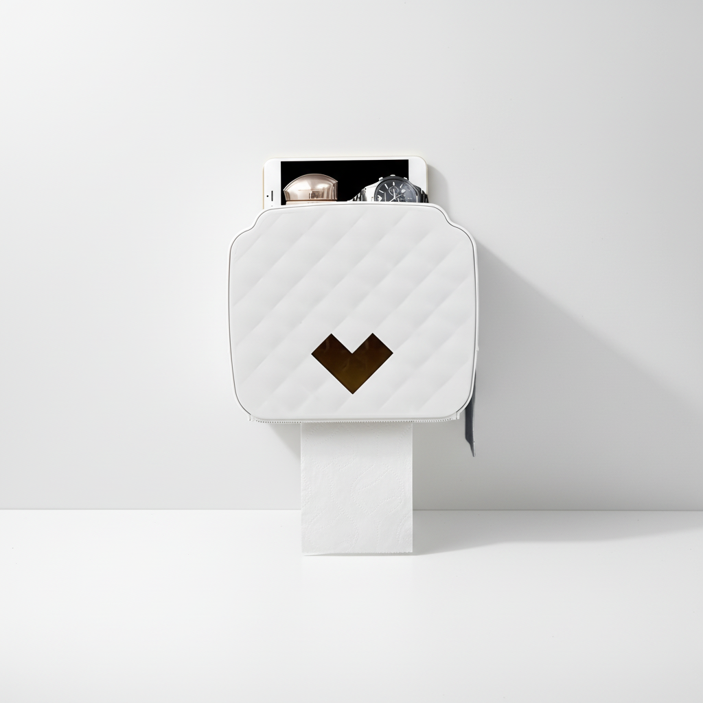 Toilet Paper Holder with Shelf - Safe Roll Dispenser