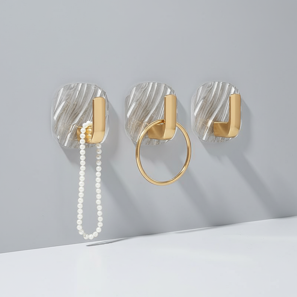Clear Acrylic Wall Hooks - Adhesive Mounting Solution