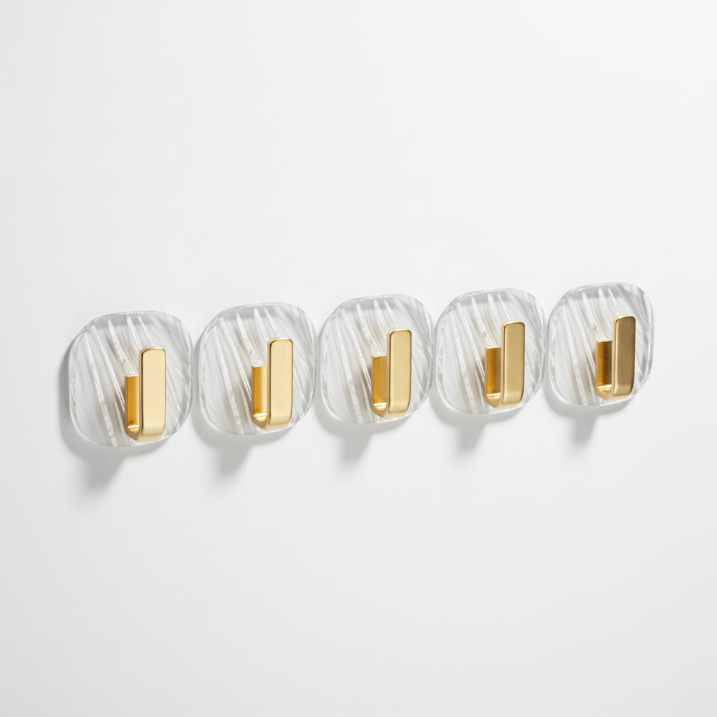 Clear Acrylic Wall Hooks - Adhesive Mounting Solution